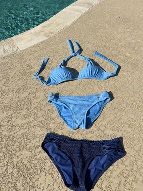 Daniel Cremieux Light Blue Women’s Bikini 3-piece Set with mix & match bottoms